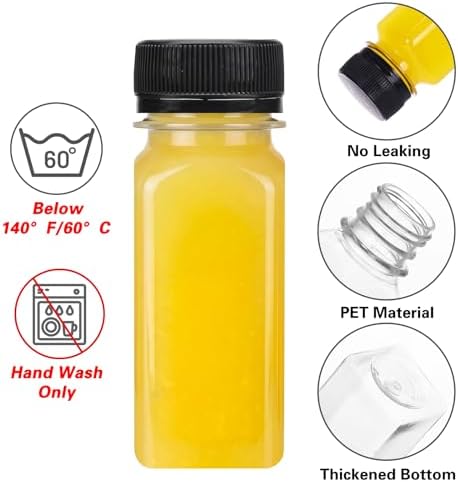 TOMNK 12 Pack 2 OZ Plastic Shot Juice Bottles with Caps, Sticker