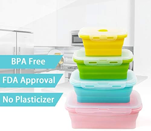 Collapsible Silicone Lunch Bento Box, Portable Food Storage Container