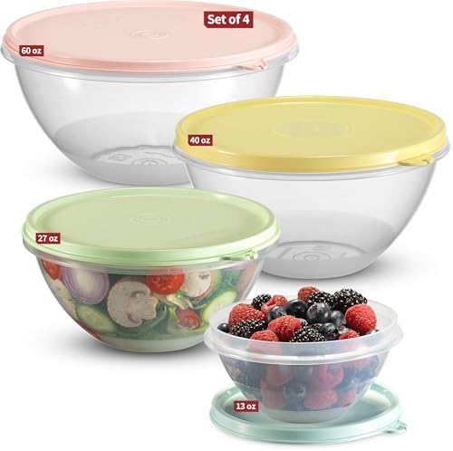 Food Storage Containers with Lids Set of 4 - 60oz, 40oz, 27oz, 13oz