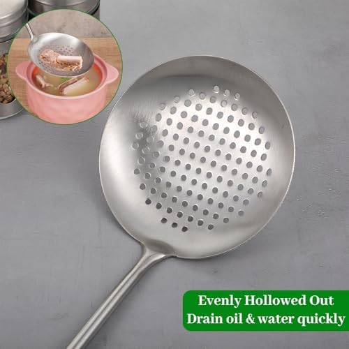 17” Wok Spatula and Ladle, Skimmer Spoon,Stainless Steel Wok Tools