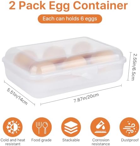 2-Pack 6-Grid Egg Holder, Clear White