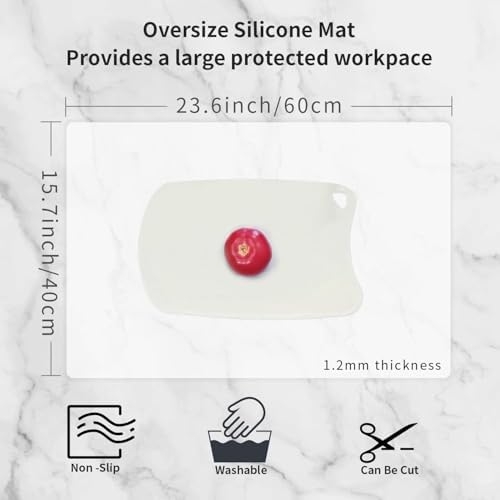 2 Pack Oversize Silicone Table Mats, Silicone Placemat Set of 2 for