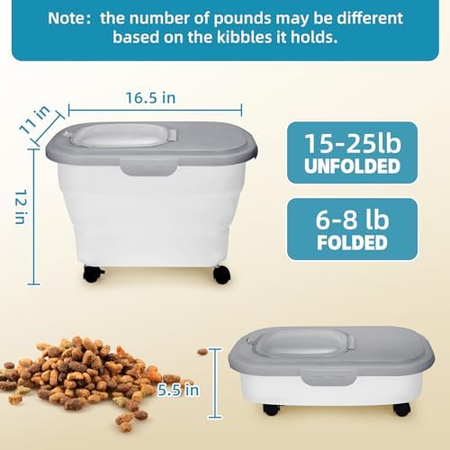 Pet Food Container, Collapsible Dog Food Storage Container with