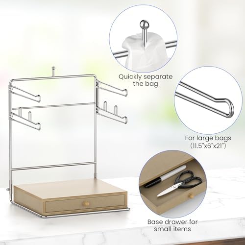 Plastic Grocery Bag Holder, Chrome T-Shirt Bag Rack, Plastic Bag