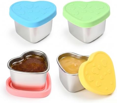Heart Shaped Salad Dressing Container To Go, 4 Pack 2.1oz Stainless