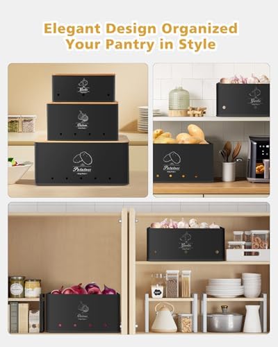 Kitchen Vegetable Storage Set of 3, Sturdy and Durable Storage Basket