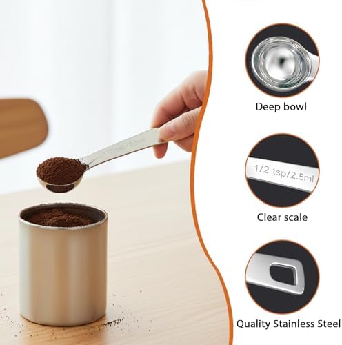 5PCS 1/2tsp(1/6tbsp, 2.5 ml) Measuring Spoon Teaspoons Stainless Steel