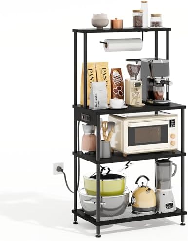 SUPERLELE 4-Tier Baker's Rack with Power Outlets