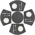 SHACOS Small Round Table Placemats Set of 5 Woven Vinyl Wedge