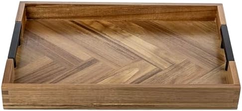 MyGift 15.6 Inch Chevron Design Premium Solid Acacia Wood Decorative