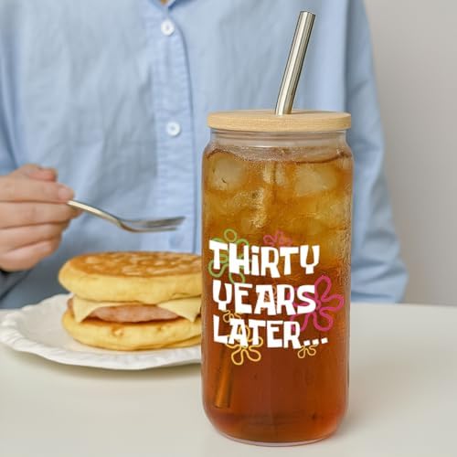 Funny 30th Birthday Drinking Glass Cup with Lids and Straw Gifts for