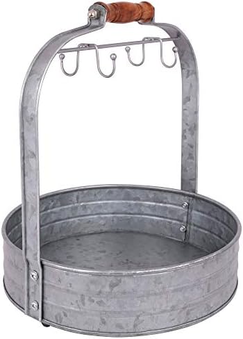 Autumn Alley Rustic Farmhouse Galvanized Coffee Mug Rack Organizer for