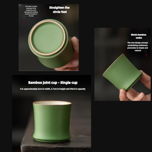 Green ceramic coffee cups (6*6*5.7cm,90ML), 6-piece set of