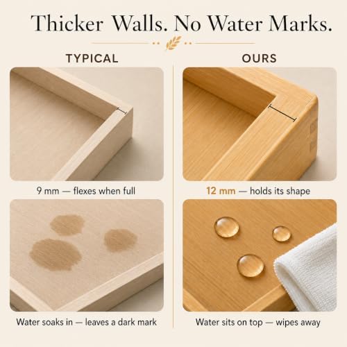 Bamboo Drawer Organizer Boxes - Non-Slip Utensil & Storage Tray