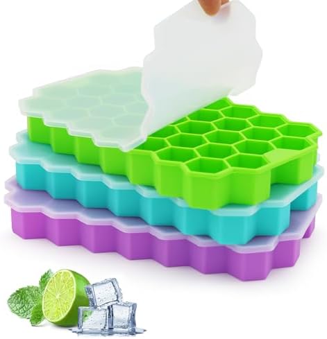 Azyh Ice Cube Trays for Freezer, 3 Pack Ice Cube Tray with Lid