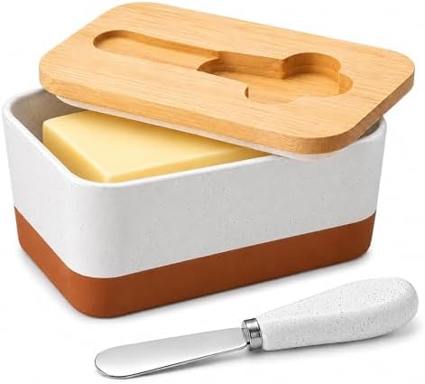MALACASA Butter Dish with Lid, Large Butter Dish for Countertop