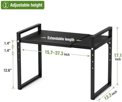 Redrubbit Extendable Microwave Oven Rack, Black