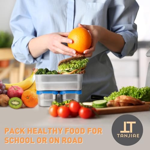 Tanjiae 3 CUP+1 CUP Stainless Steel Lunch Snack Containers Set | Leak