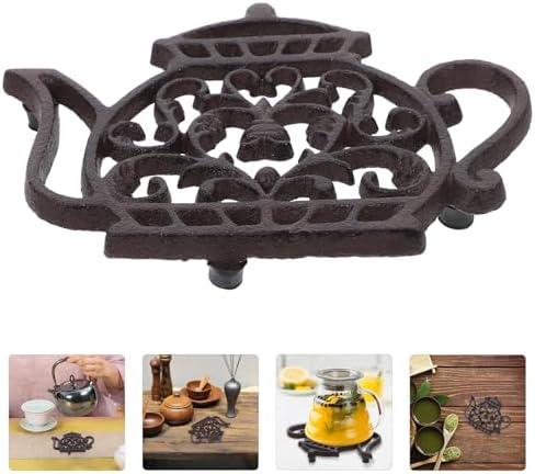 Cast Iron Teapot Shape Trivet, Non-Slip Heat Resistant Dish Pad