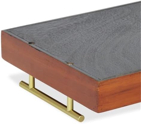 Pemberly Row Coran Rectangular Wood Tray, Handcrafted Design with Gold