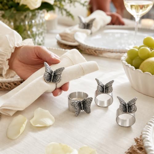 Arthur Court Butterfly Napkin Rings Set of 4 - Elegant Spring Table