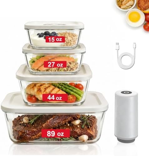 Vacuum Sealer with 4 Borosilicate Glass Containers