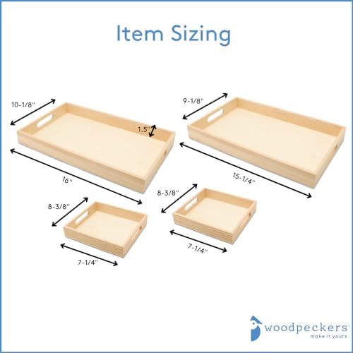 DIY Wooden Tray Set, Pack of 1 Sets of 4 Nesting Wood Tray with