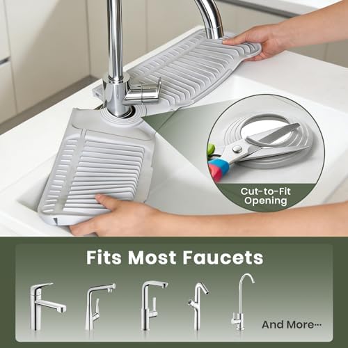 24 Inch Faucet Mat for Kitchen Sink, Silicone Splash Guard for Kitchen