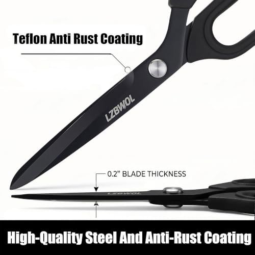 10 Inch Black Scissors All Purpose Heavy Duty, Fabric & Crafts