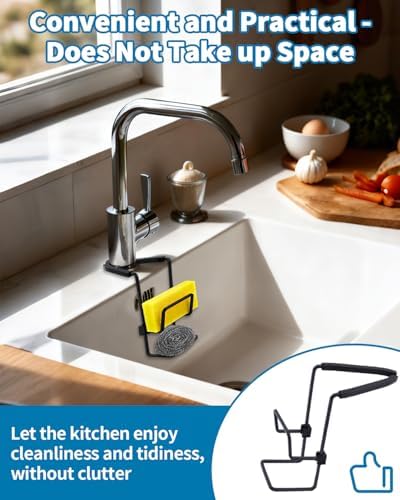 Sink Sponge Holder for Kitchen Faucet, Black