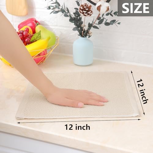 Homaxy 100% Cotton Waffle Weave Kitchen Dish Cloths, 4-Pack, Beige