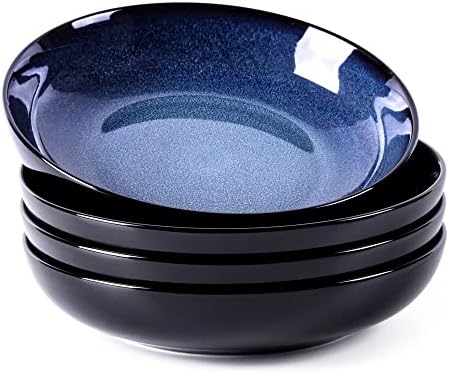 LERATIO 9.0" Ceramic Pasta Bowls Set of 4,38oz Large Stoneware Bowls