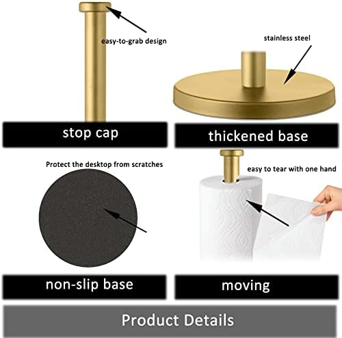 Gold Stainless Steel Countertop Paper Towel Holder