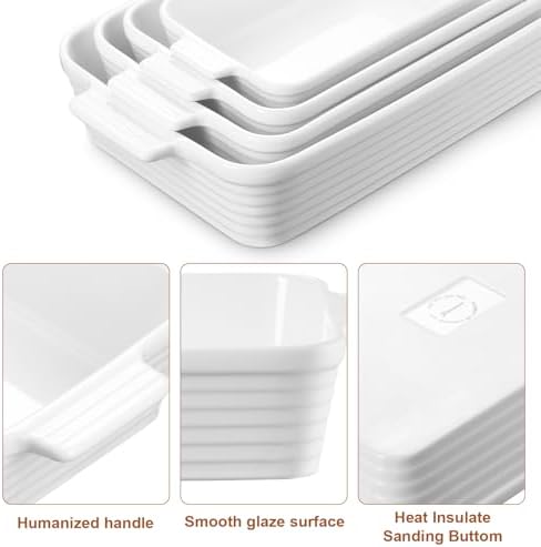 Ceramic Baking Dish Set of 4, White