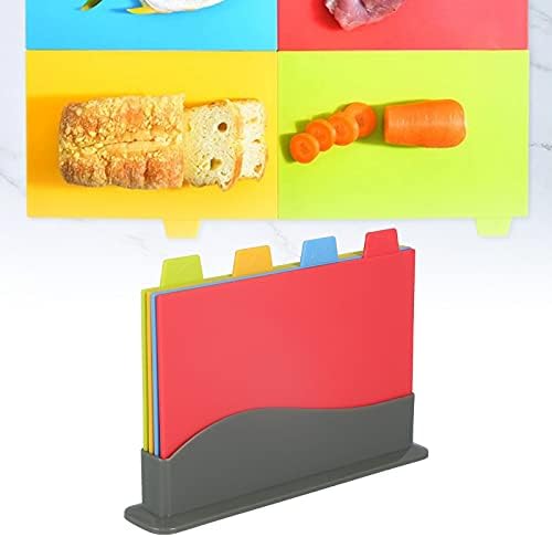 4PCS Plastic Cutting Board Set with Holder, Chopping Board Set with