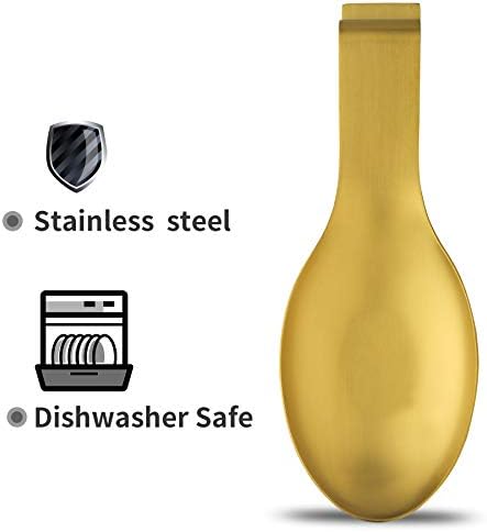 BETTWILLGold Spoon Rest for Kitchen Counter, Stainless Steel Spoon