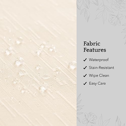 Continental Solid Texture Water Resistant Tablecloth, Ivory - 60" W x