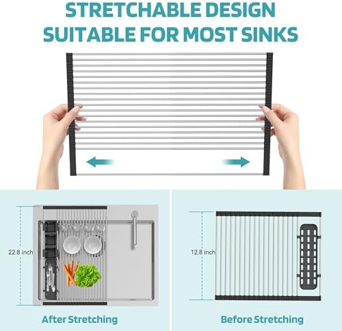BBXTYLY Expandable Over-Sink Dish Drying Rack, Black