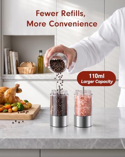 TOMEEM Rechargeable Electric Salt and Pepper Grinder Set