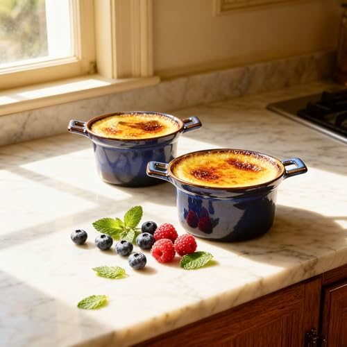 Mini Cocotte Set, Ceramic Serving Tureen, Blue, 16.9 OZ, Set of 2