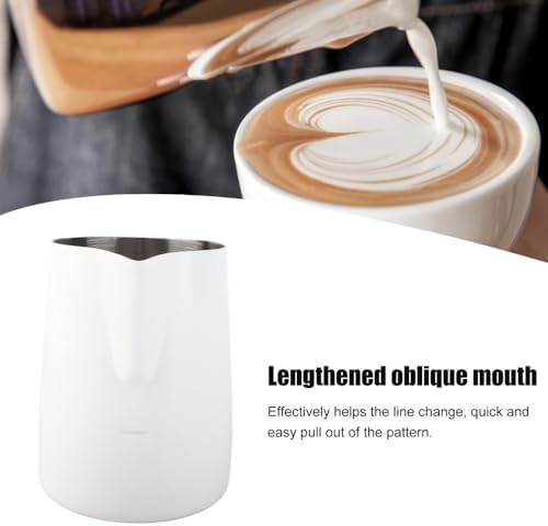 420ml White 304 Stainless Steel Milk Frothing Pitcher Ergonomic Handle