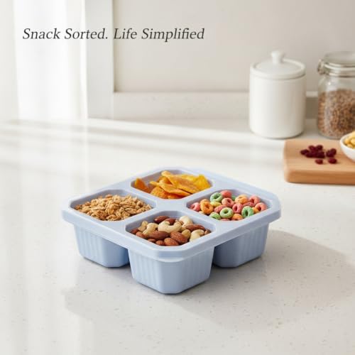 Home Organizers 4-Compartment Snack Box with Lid, Divided Dry Food