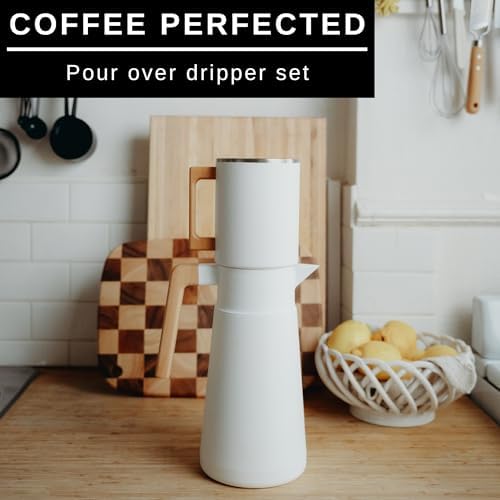 HASTINGS 68 Oz Pour Over Coffee Maker Set, White