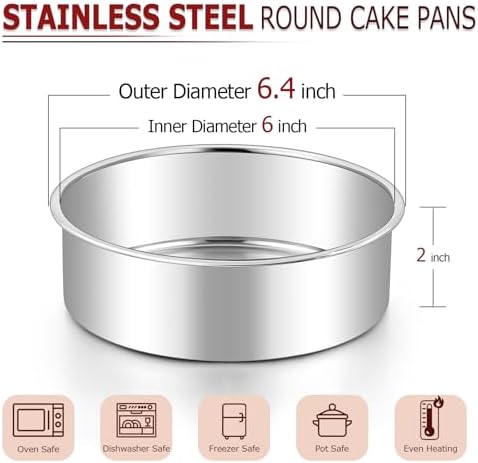 LIANYU Round Cake Pans Set of 2, 6 Inch Round Layer Cake Tins for