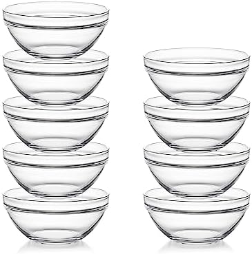 Sweejar 4.5 inch Small Glass Bowls Set, 12 oz Prep Bowls for Cooking