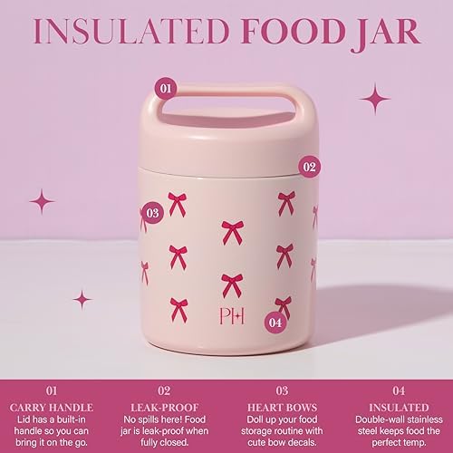 Paris Hilton Stainless Steel Food Jar, Double Wall Vacuum Sealed