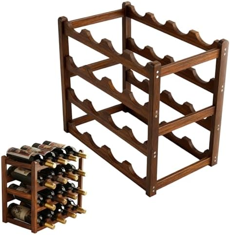 Wine Rack Freestanding Floor, Bamboo Wine Racks Cabinet Shelf 4-Tier