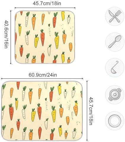 OTVEE Minimalist Carrot Art Dish Drying Mat for Kitchen Counter