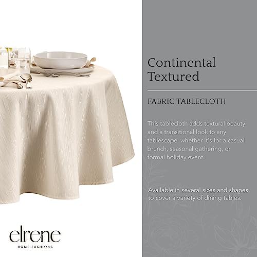 Continental Solid Texture Water Resistant Tablecloth, Ivory - 60" W x