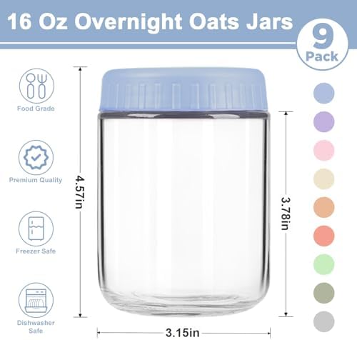 9-Pack 16 oz Wide Mouth Mason Jars with Lids